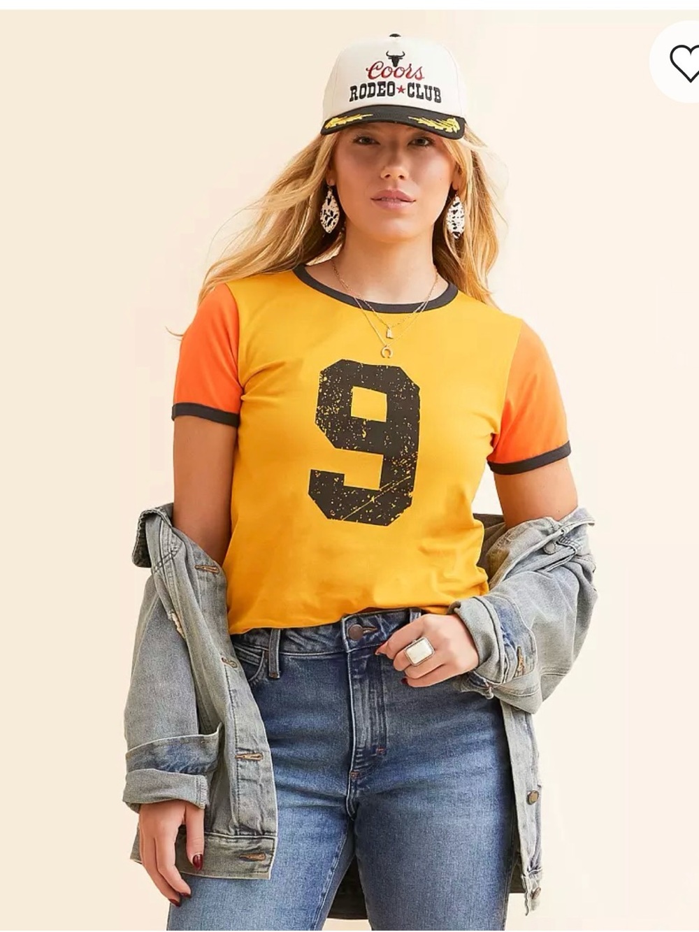 Wrangler x Lainey Wilson Yellow Graphic Tee with Orange Sleeves